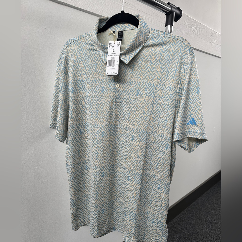 Adidas Blue Polo Shirt with Subtle Pattern